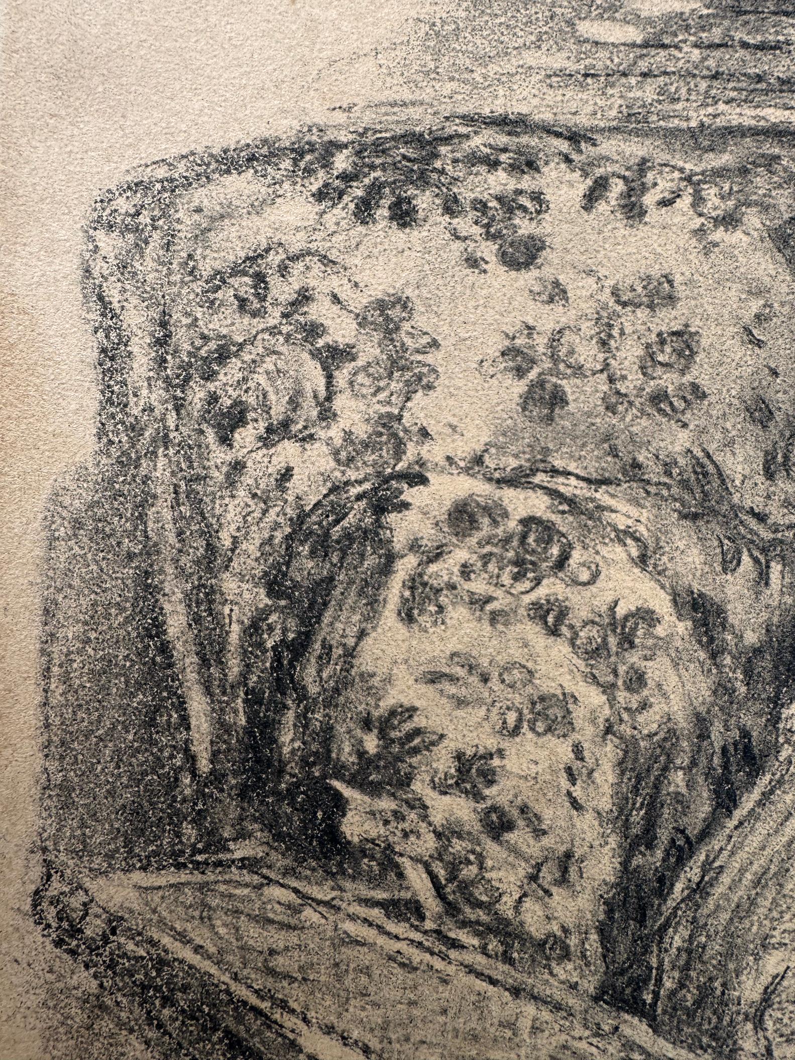 Attractive Young Woman Sitting in Chair and Looking Upwards in Domestic Setting - Academic Art by Alice Barber Stephens
