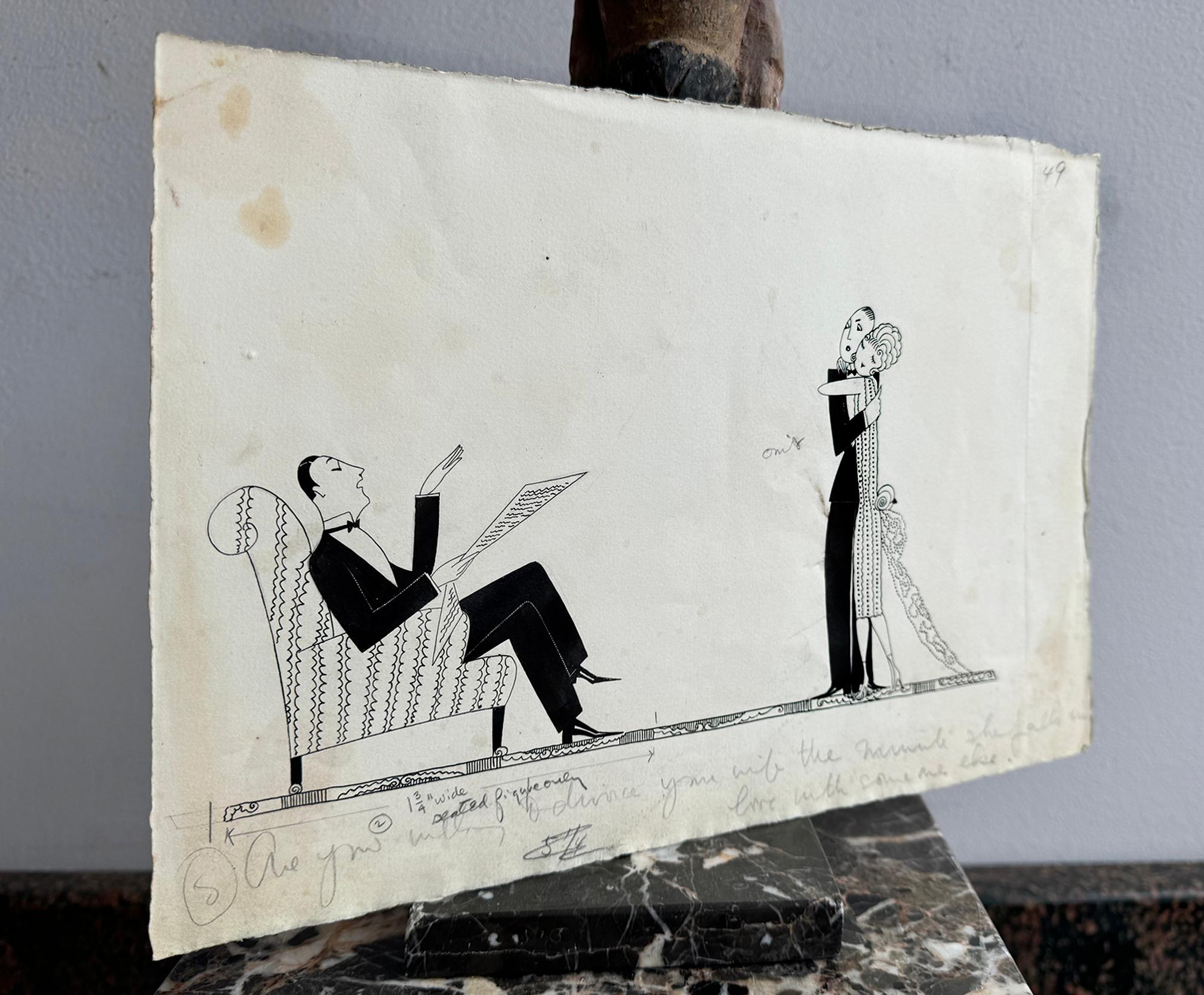 Vanity Fair Illustration High Brow Typen mit Beziehungsproblemen im Angebot 1