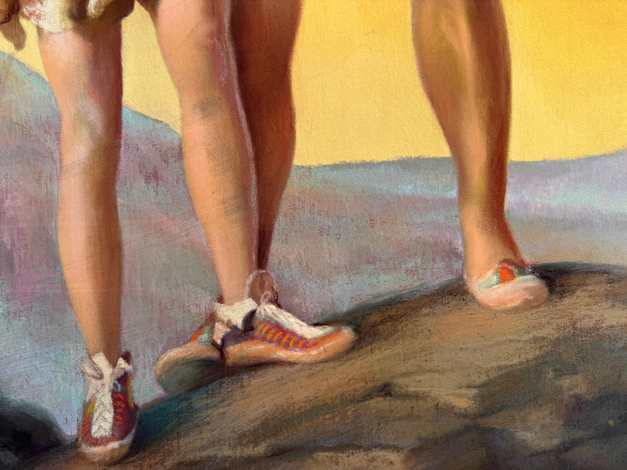Hiawathas Flitterwochen - Heldenhafte Pose bei Sonnenuntergang (Braun), Figurative Art, von Adelaide Hiebel