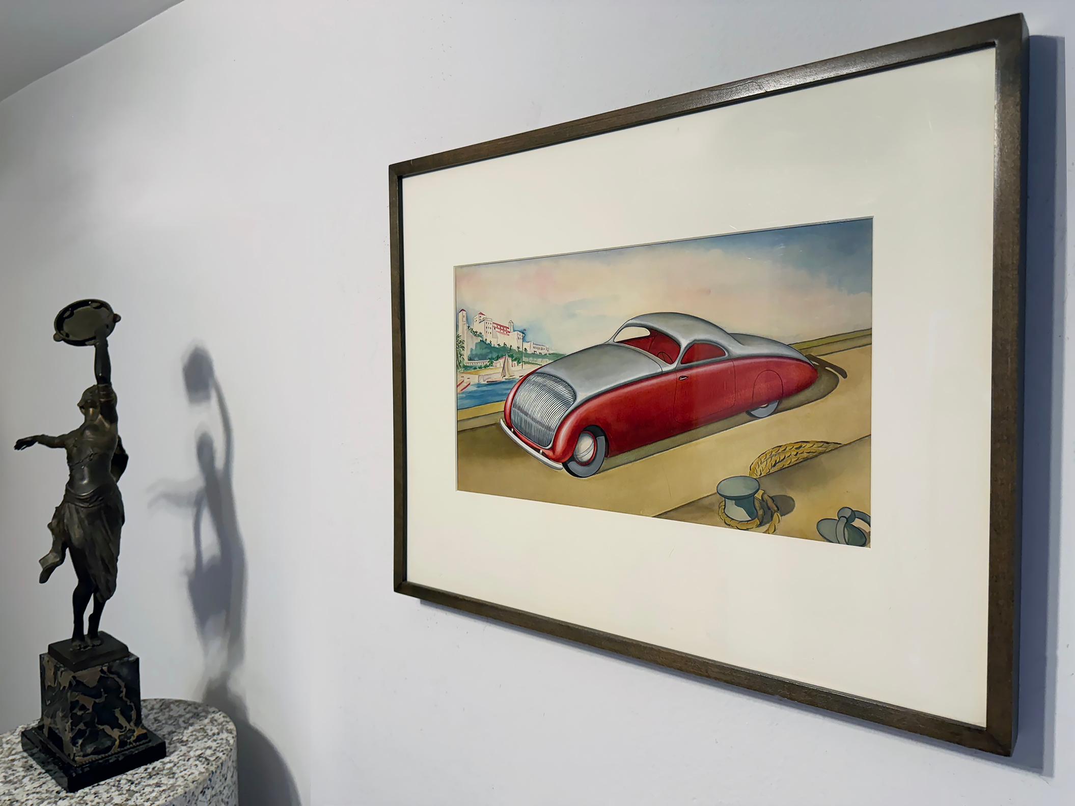 Klassische Autos, Stromlinienförmiges Coupé Art Deco Oldtimer  Automobilia im Angebot 4