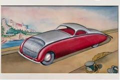 Classic Cars, Streamlined Coupe Art Deco Vintage Car  Automobilia