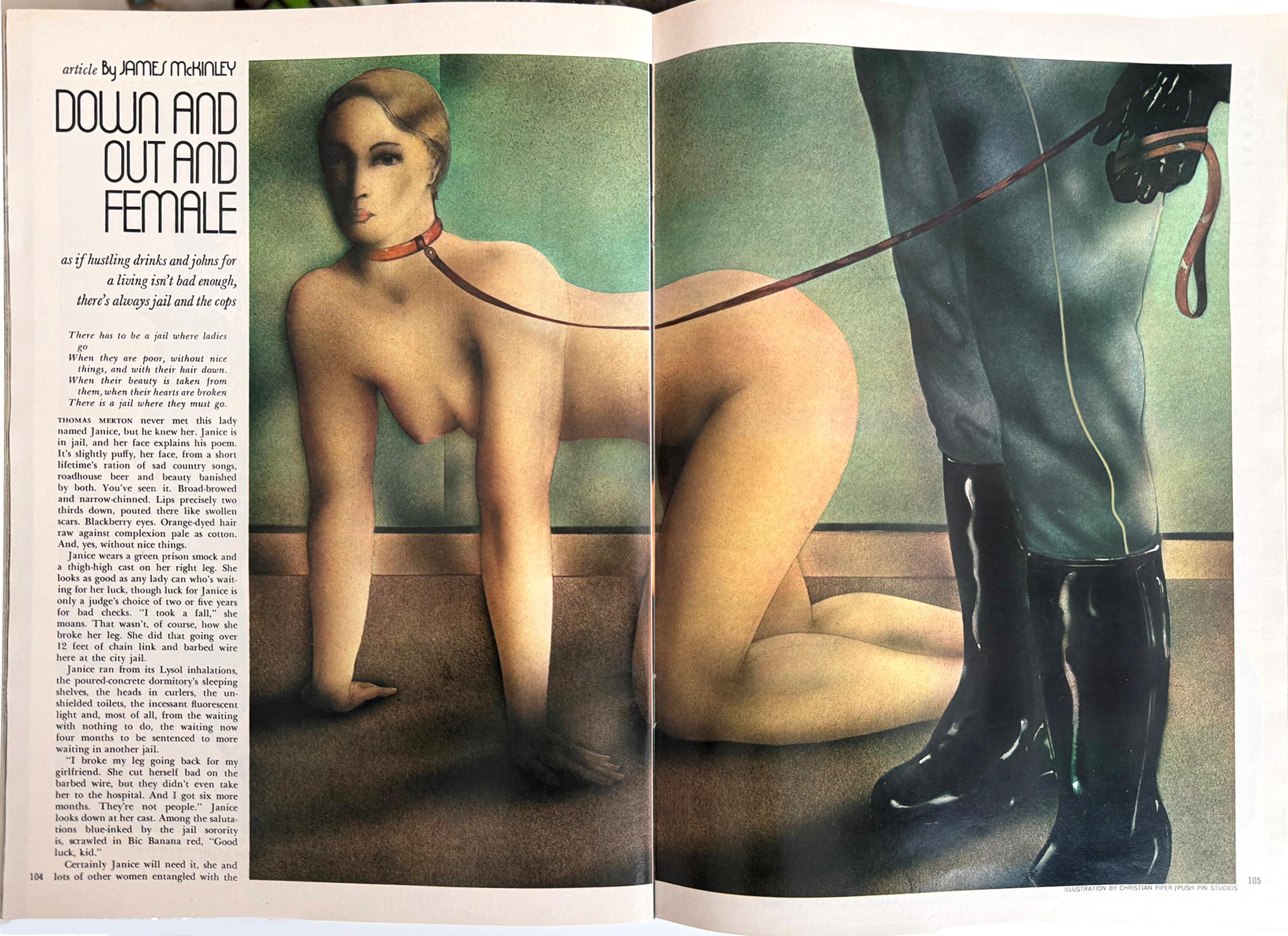 Donna sexy con guinzaglio e collare per cani:  S.I.M. - BDSM  - prima di Helmut Newton in vendita 2