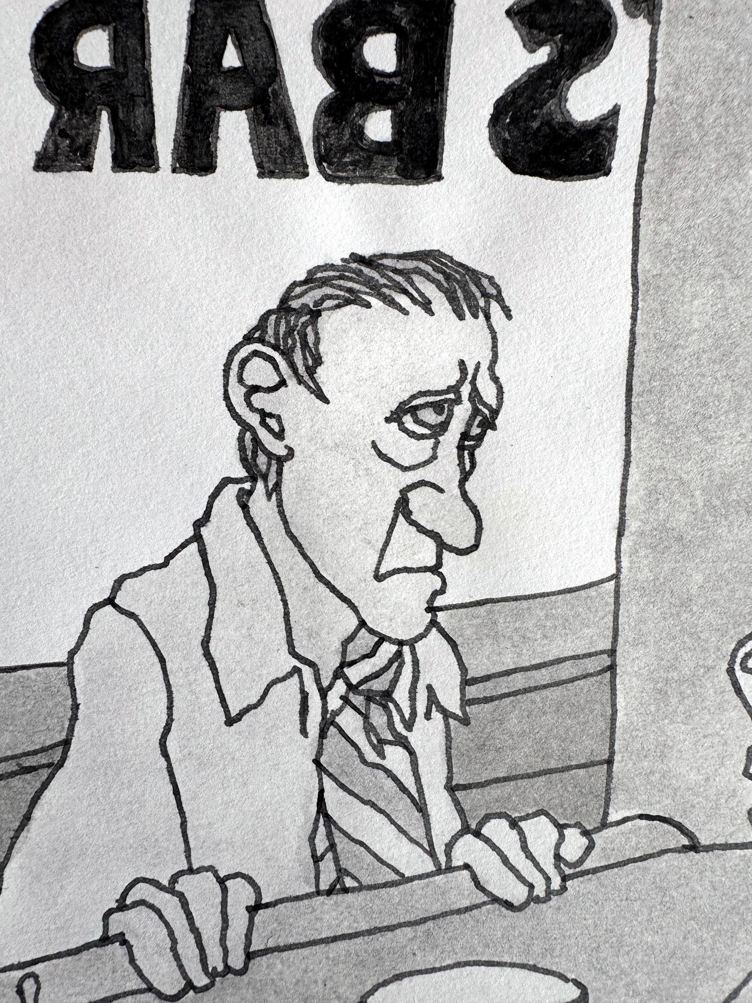 The Worlds Most Miserable Man Gets Bad News - Art by Gahan Wilson