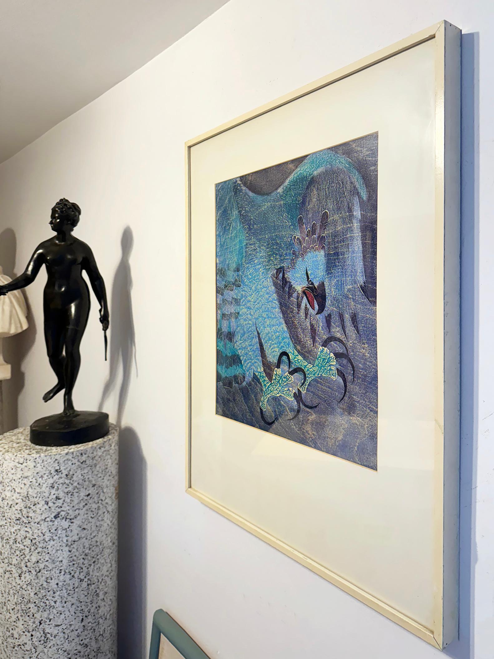 Aigle attaquant aux serres prêtes à frapper sa proie en bleu -Japonais-Américain en vente 5