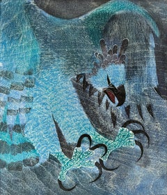 Attacking Eagle with Talons Ready to Strike Prey in Blue Tone -Japanese-American