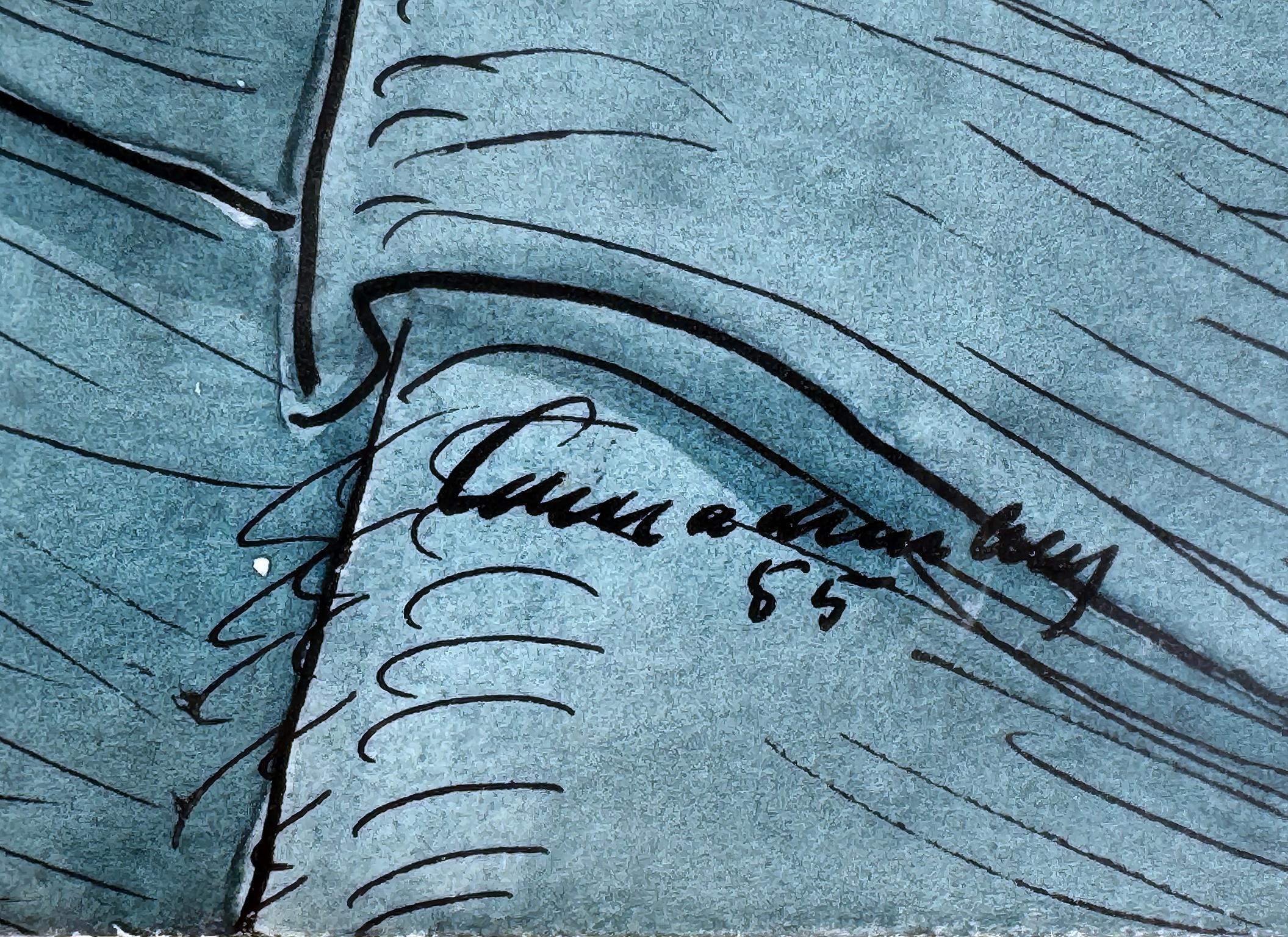 Échapper à des monstres inquiétants sur le toit la nuit  - Fantaisie macabre en vente 3