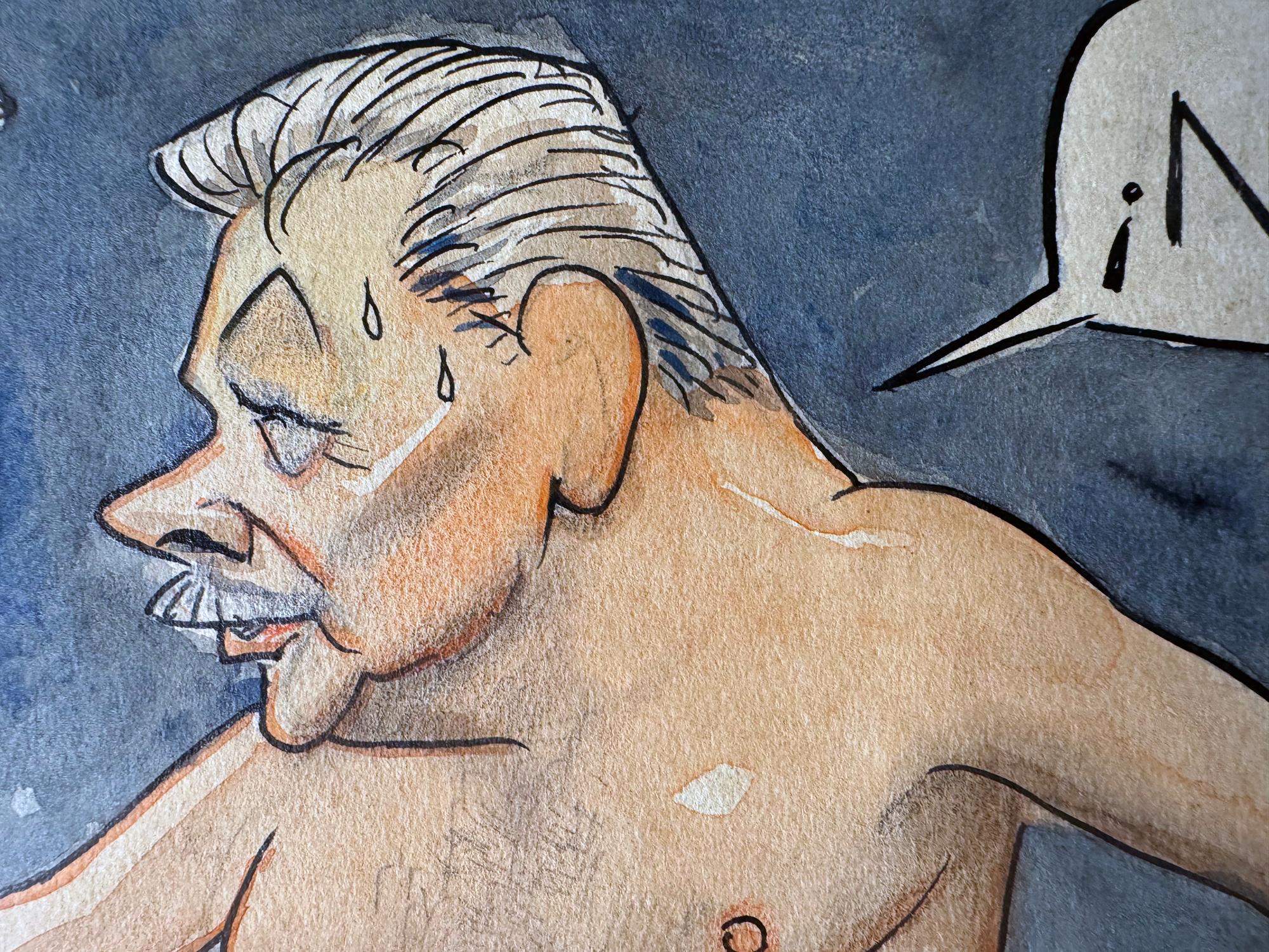 Charles de Gaulle Boxing Match Political Cartoon - Cuban Artist For Sale 4