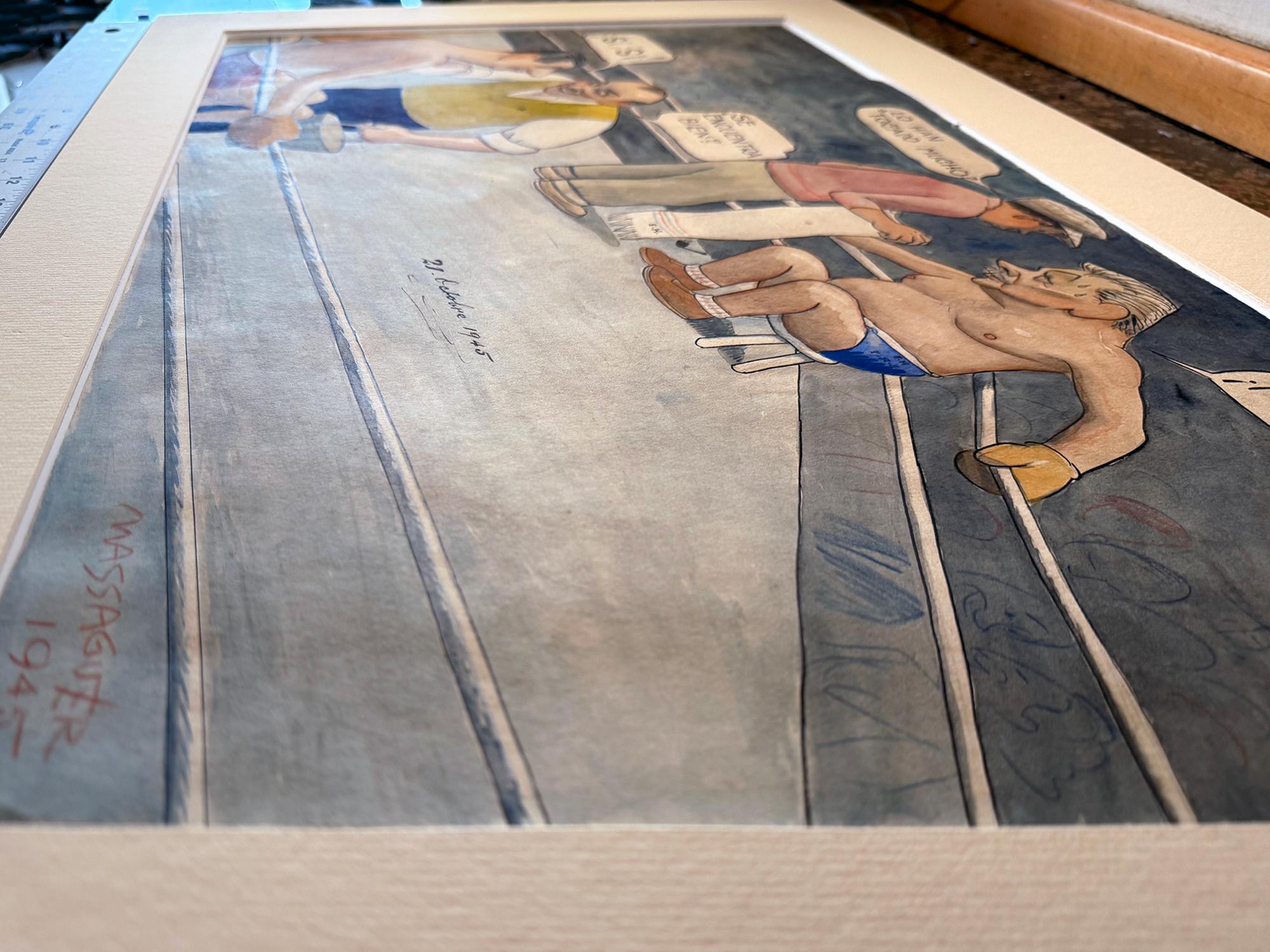 Charles de Gaulle Boxing Match Political Cartoon - Cuban Artist For Sale 7