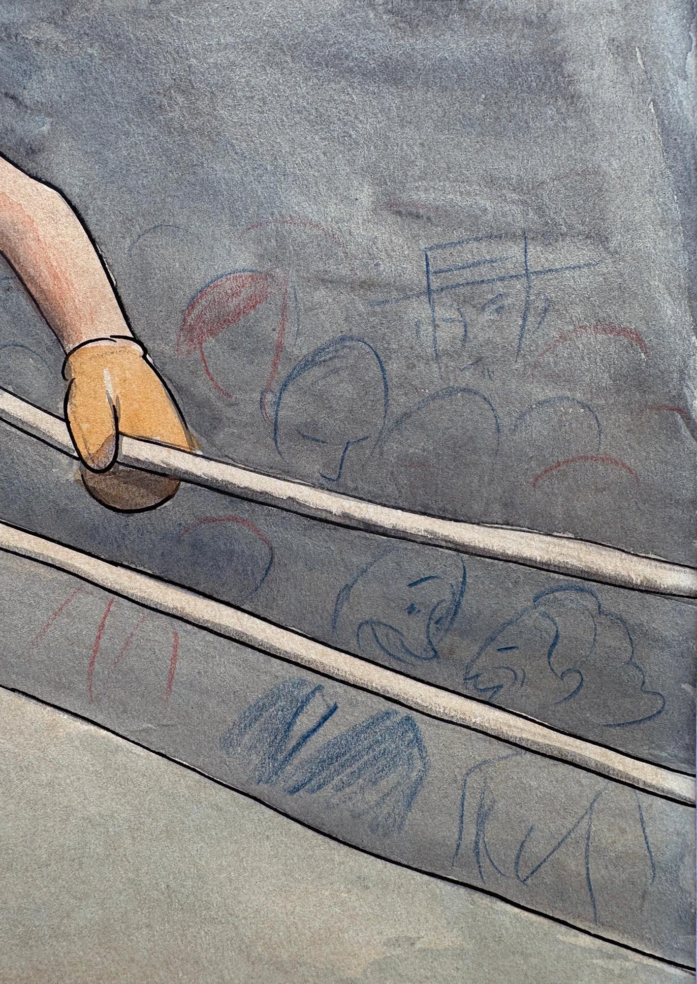 Charles de Gaulle Boxing Match Political Cartoon - Cuban Artist For Sale 9