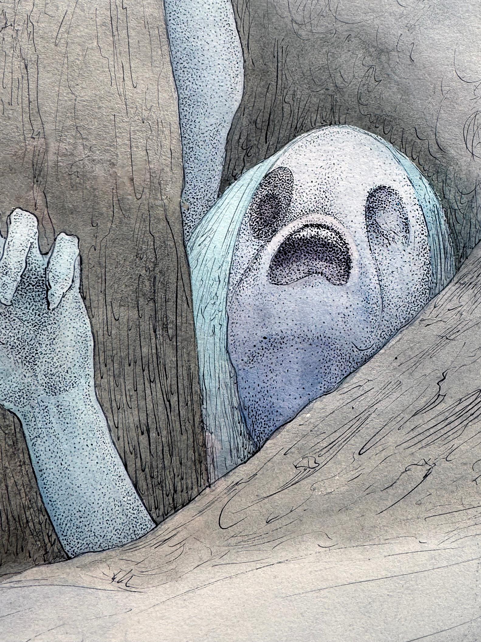 Scary Nightmare Monsters Emerge from the Mountains - Surrealist Art by Walter Schnackenberg