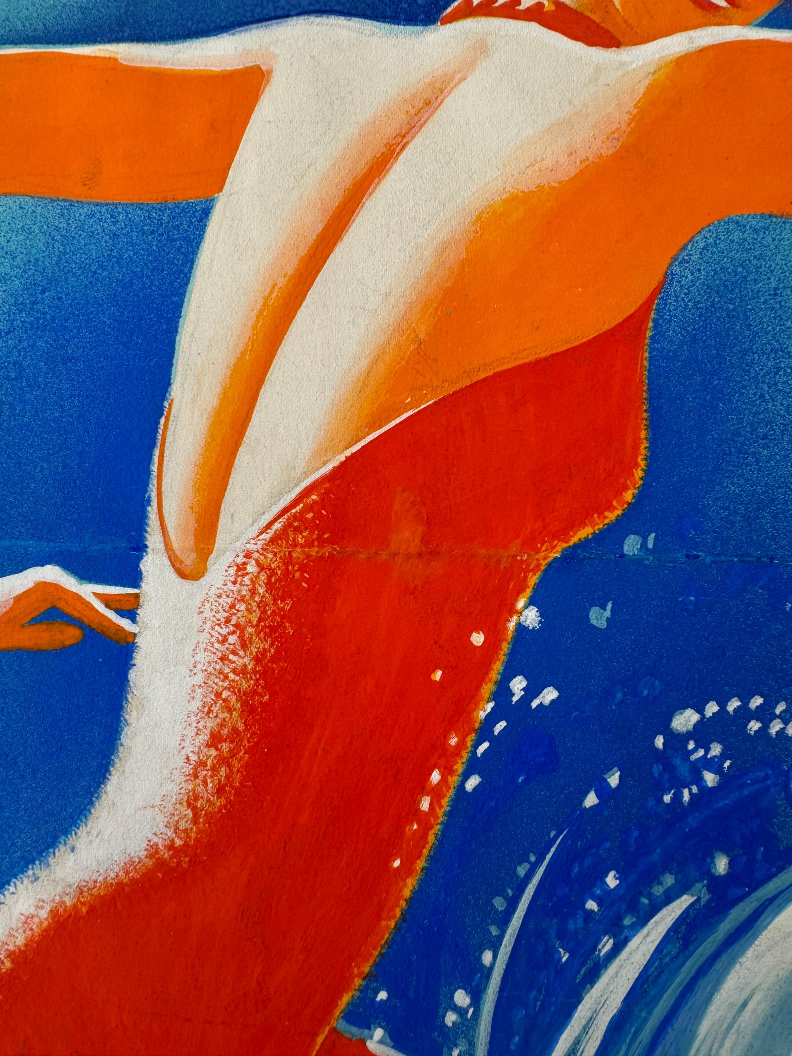 Nadadora Art Decó - Diversión estival - Ilustradora femenina en venta 2