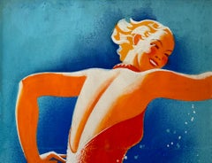 Art Deco Swimmer - Summer Fun - Female Illustrator