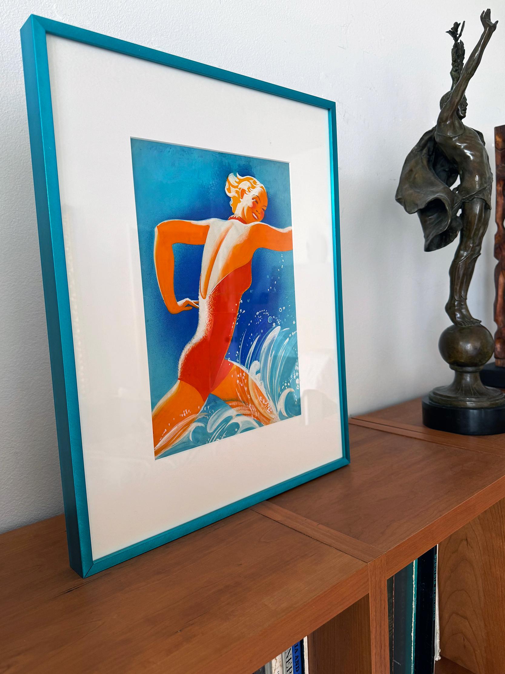 Nadadora Art Decó - Diversión estival - Ilustradora femenina en venta 6