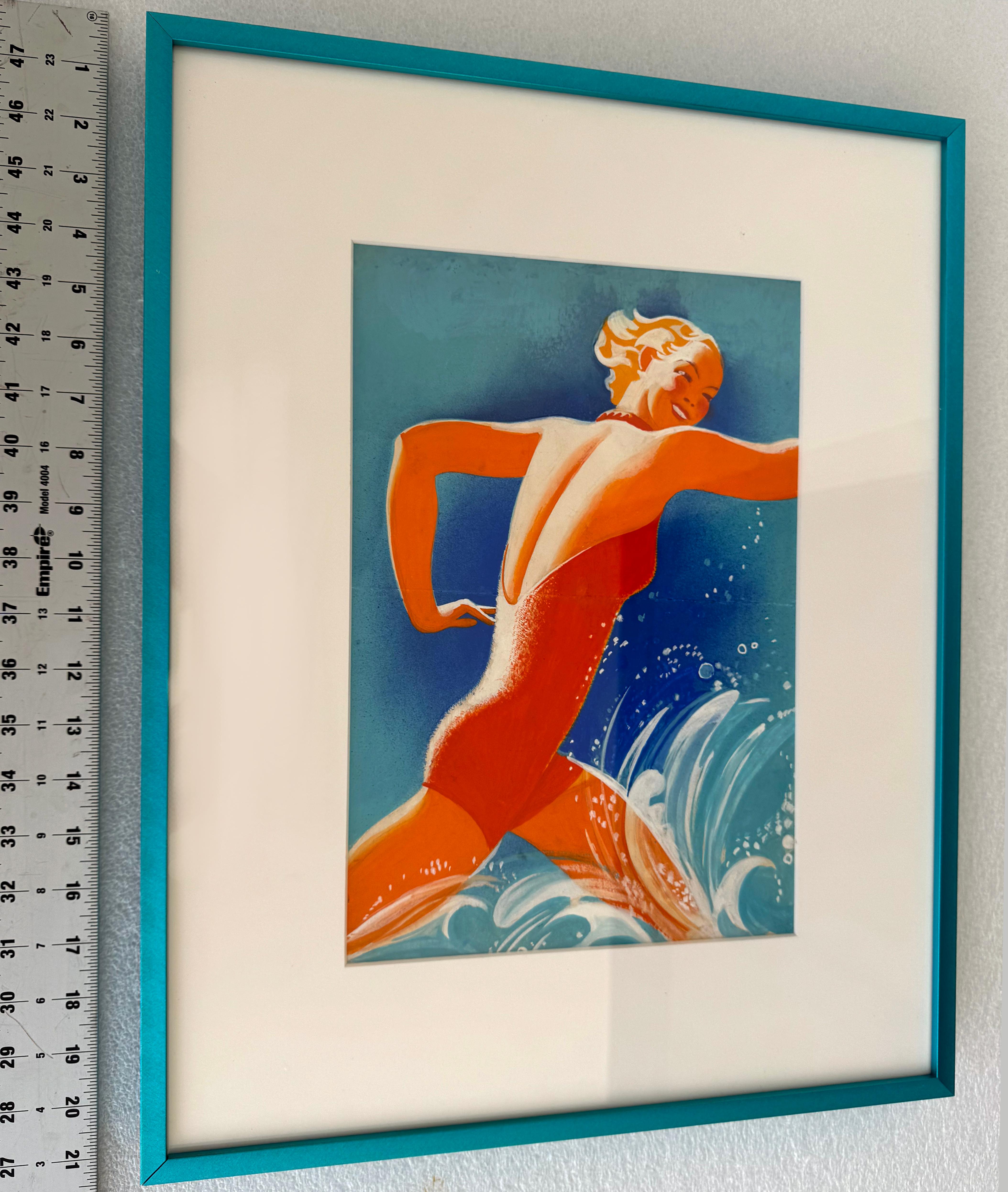 Nadadora Art Decó - Diversión estival - Ilustradora femenina en venta 7