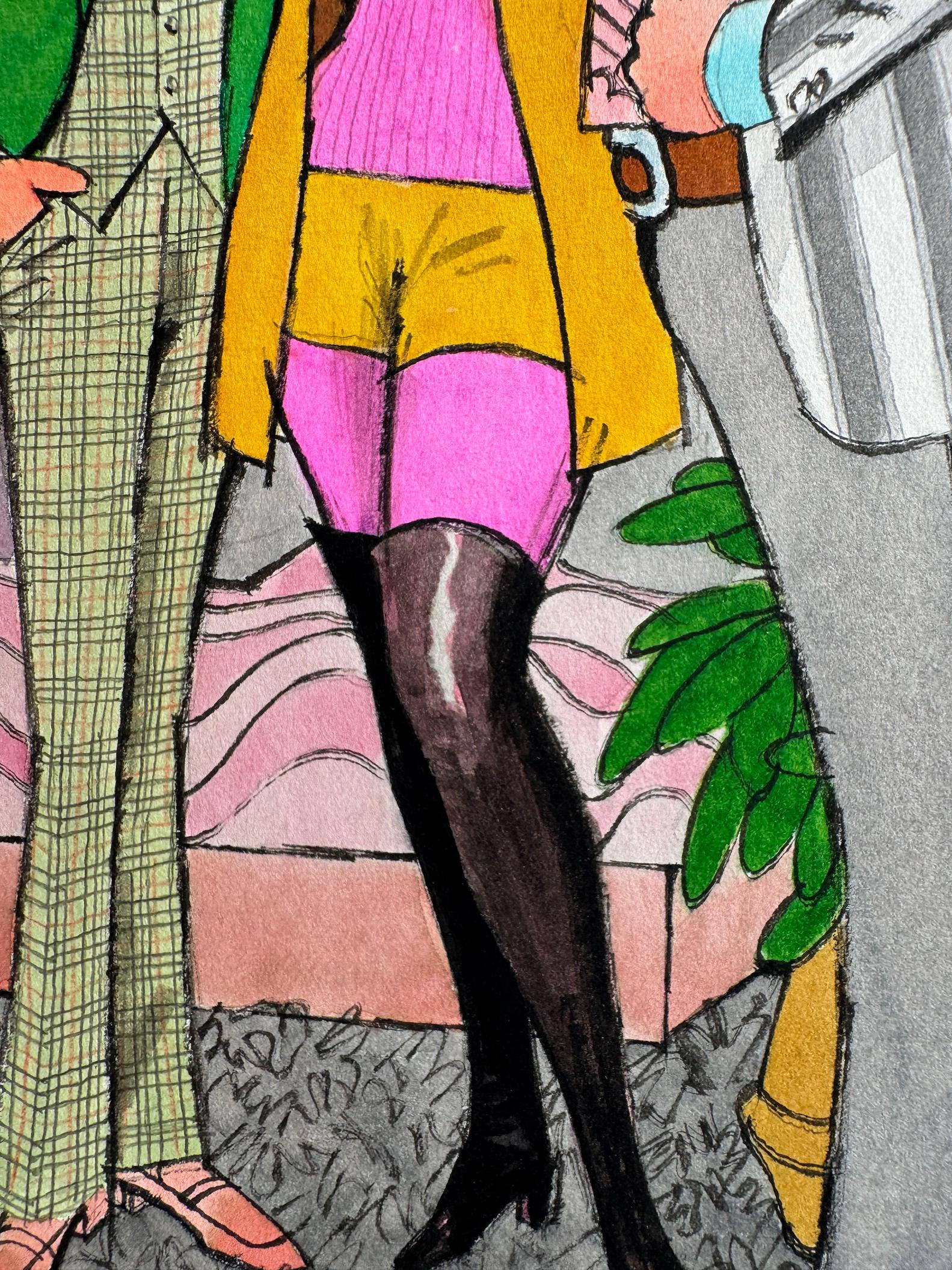 Sesso a tre - Scambisti - Cocktail party anni '70 - Cartone animato di Playboy in vendita 2