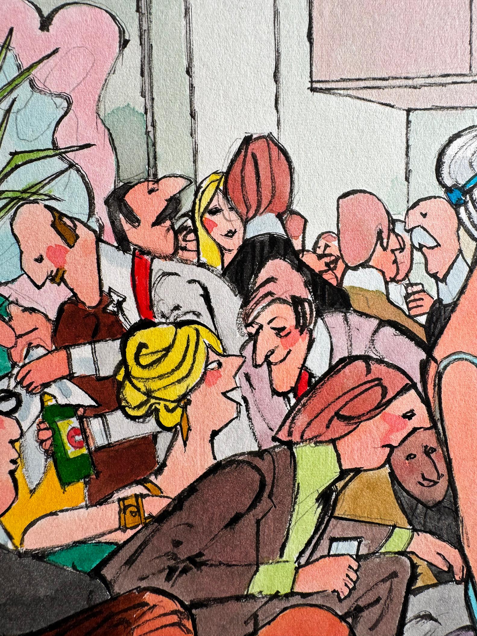 Sesso a tre - Scambisti - Cocktail party anni '70 - Cartone animato di Playboy in vendita 4