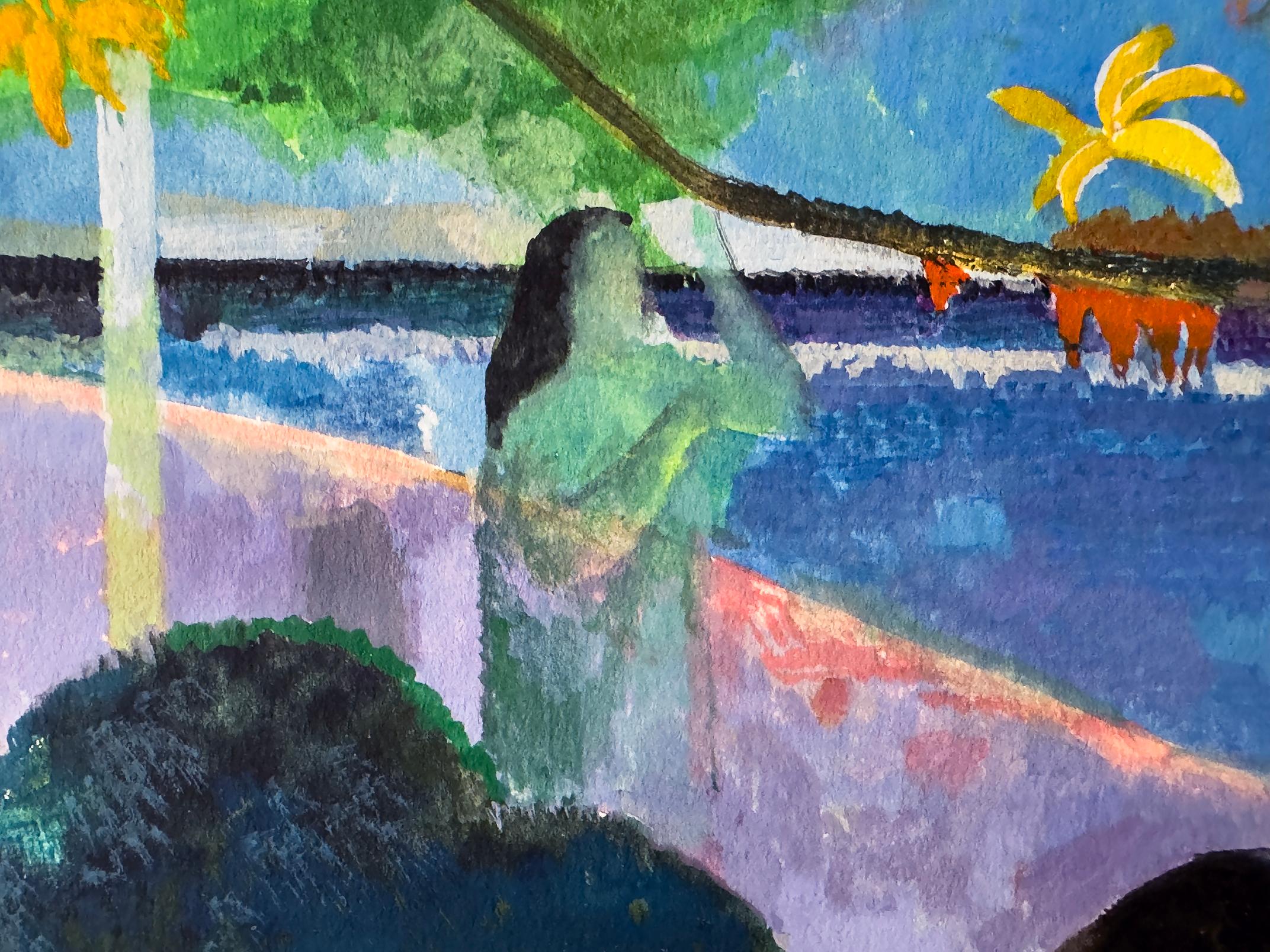 Sueño de Gauguin - Figurative Art Azul de Mario Zamparelli