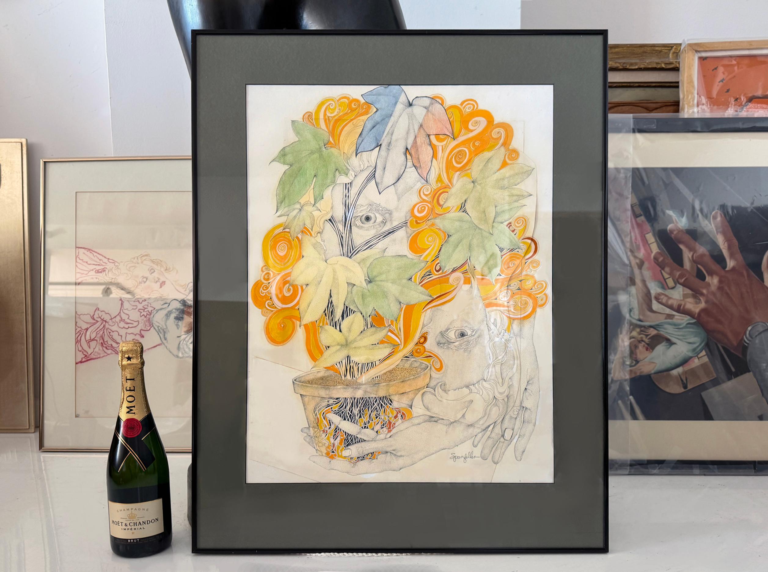 Dos Ojos Psicodélicos con Planta y Flores Groovy - Art de James Spanfeller