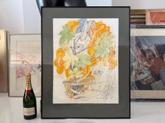 Psychedelic Two Eyes with Groovy Plant & Flowers