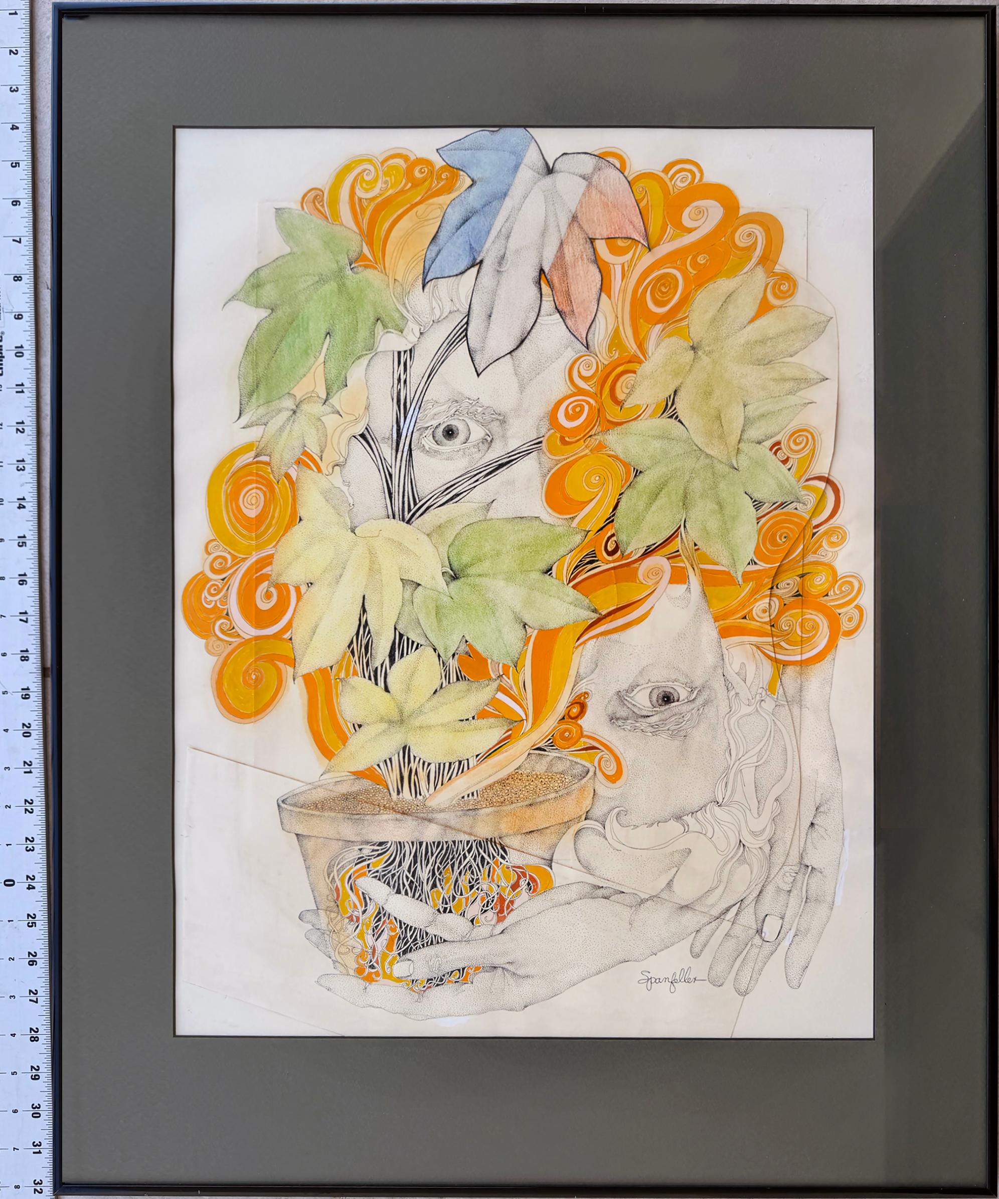 Dos Ojos Psicodélicos con Planta y Flores Groovy en venta 2