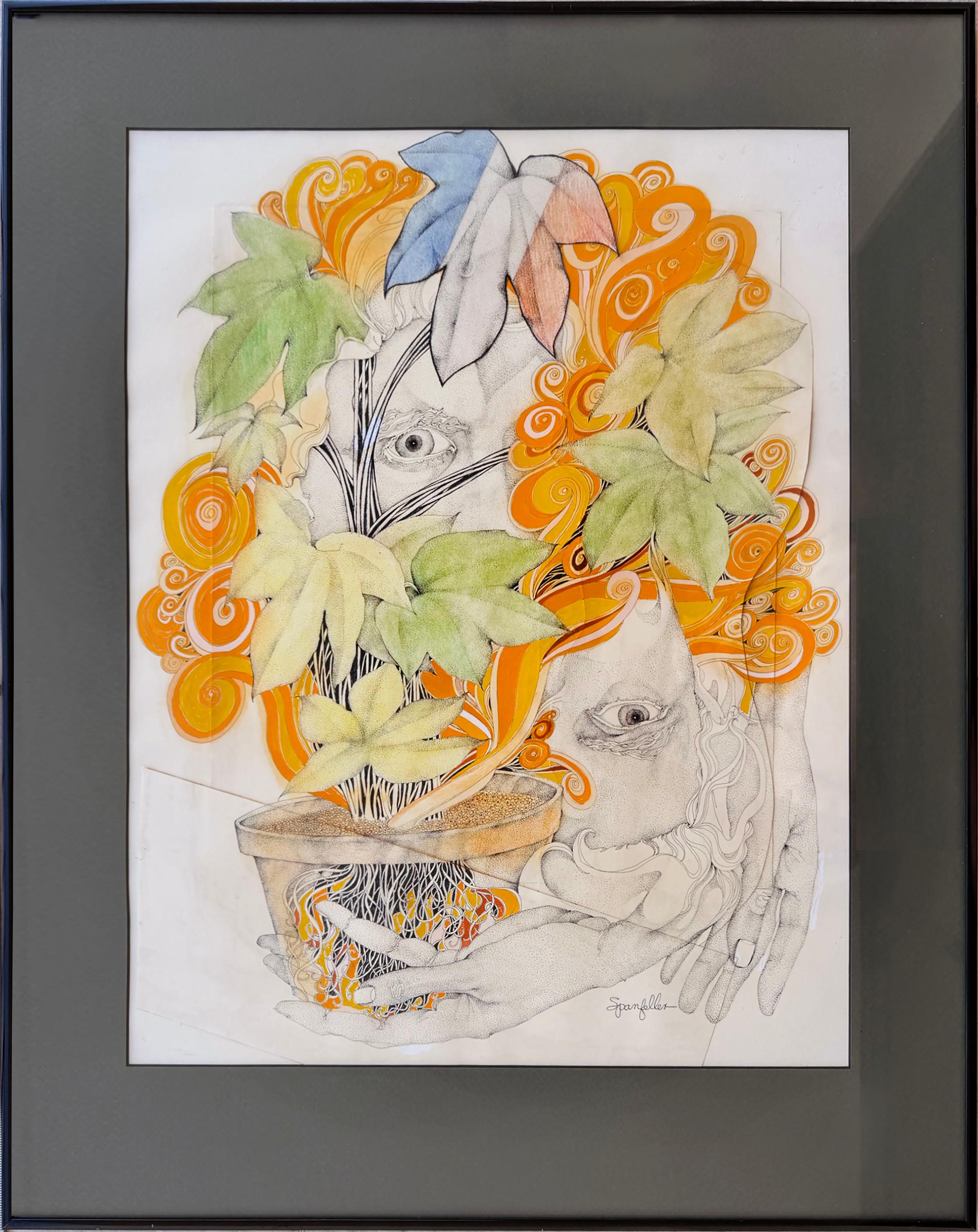 Dos Ojos Psicodélicos con Planta y Flores Groovy en venta 1