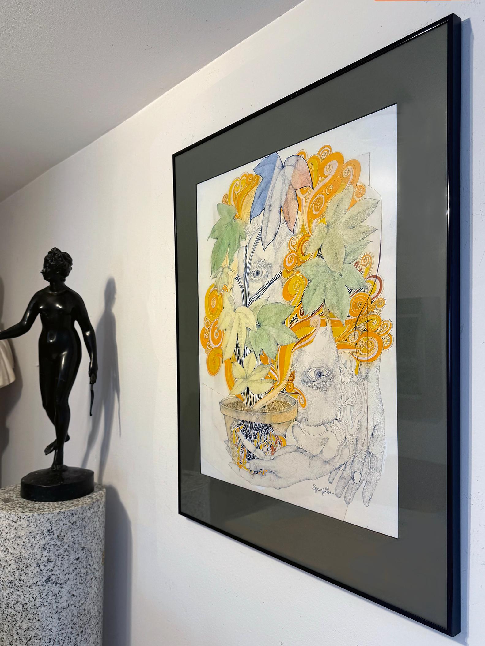 Dos Ojos Psicodélicos con Planta y Flores Groovy en venta 3