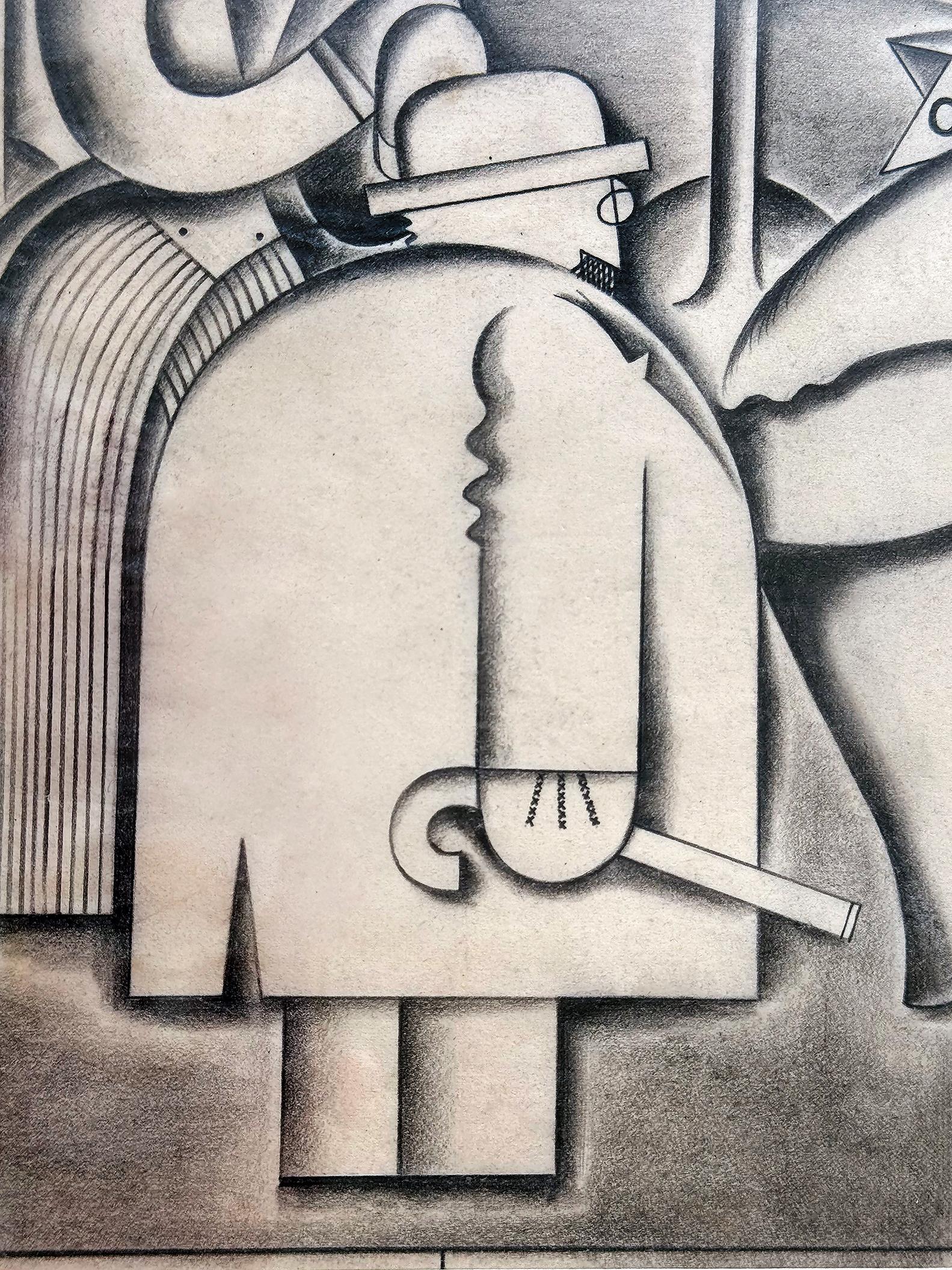 Scène de boîte de nuit Art déco Speakeasy - Gris Portrait par Charles Tudor