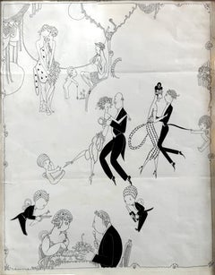 Antique Art Deco Vanity Fair Magazine Illustration Lesbians in 1920