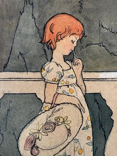 Fairy Tale Illustration - Girl and the Courteous Gnomes Original Art