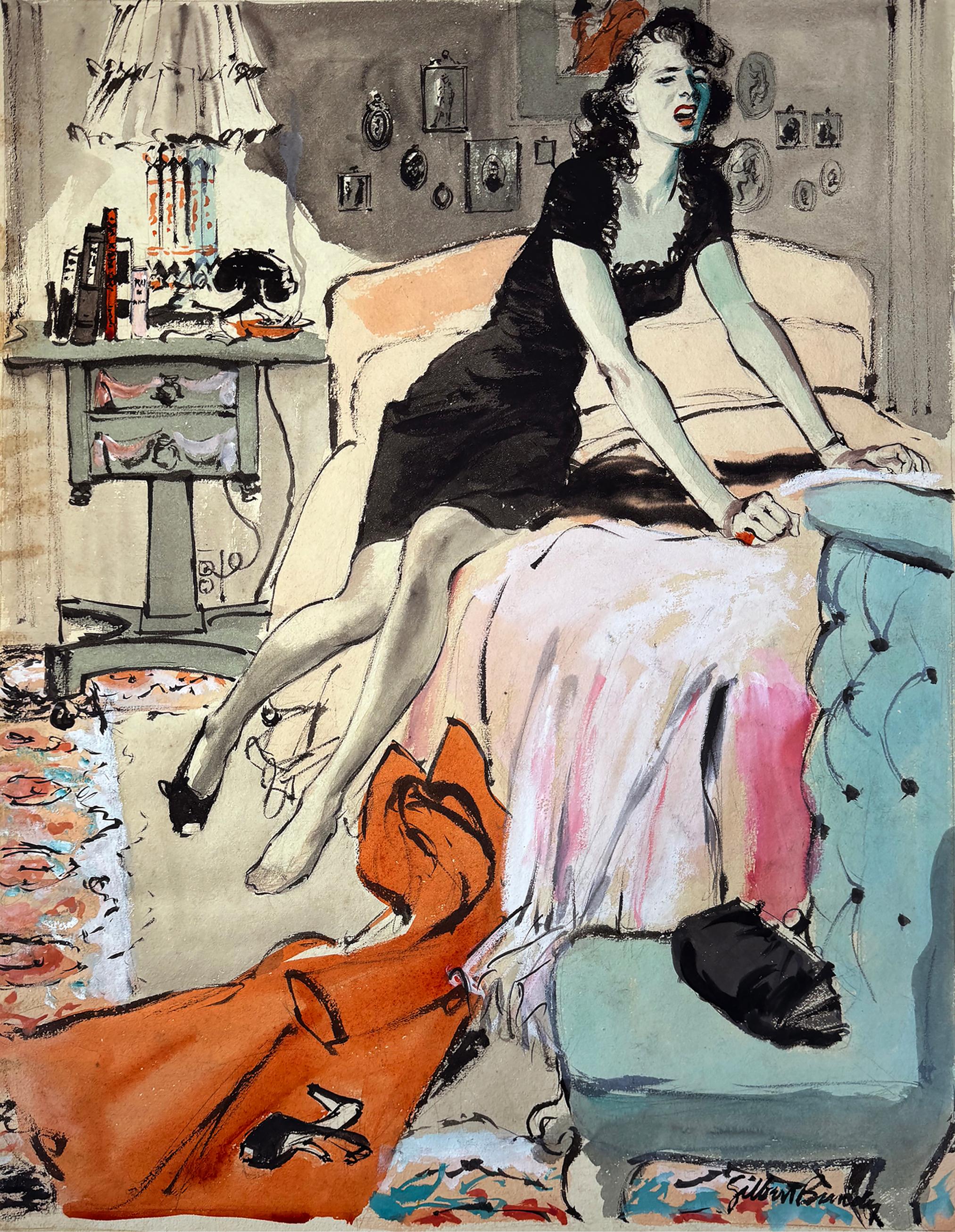 Love Hurts Mid Century Woman's Magazine Illustration Cosmopolitan Magazine