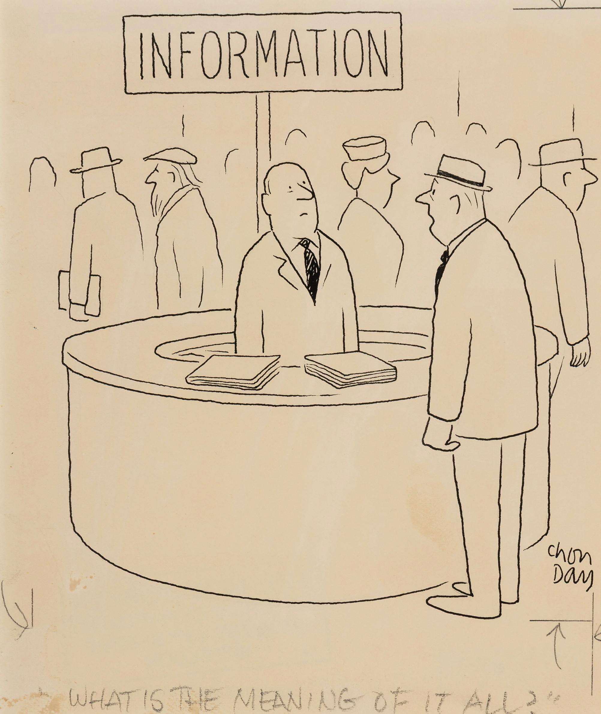 Chon Day Figurative Art - What is the Meaning of it All ? - New Yorker Cartoon