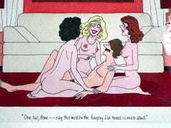 Threesome One Guy and Three Girls - Playboy Cartoon