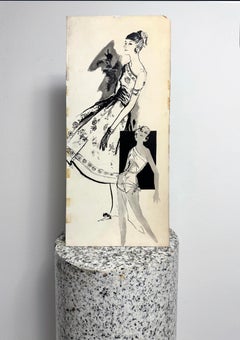 Female Fashion Illustrator Mid Century Pen and Ink