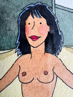 Original Playboy Cartoon Art - Nude Party Girls Compare Tan Lines