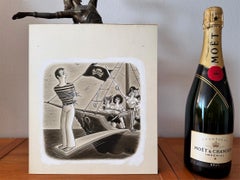 Walking the Plank Cartoon, Männlicher Chauvinist bekommt sein Recht, Original Kunstwerk