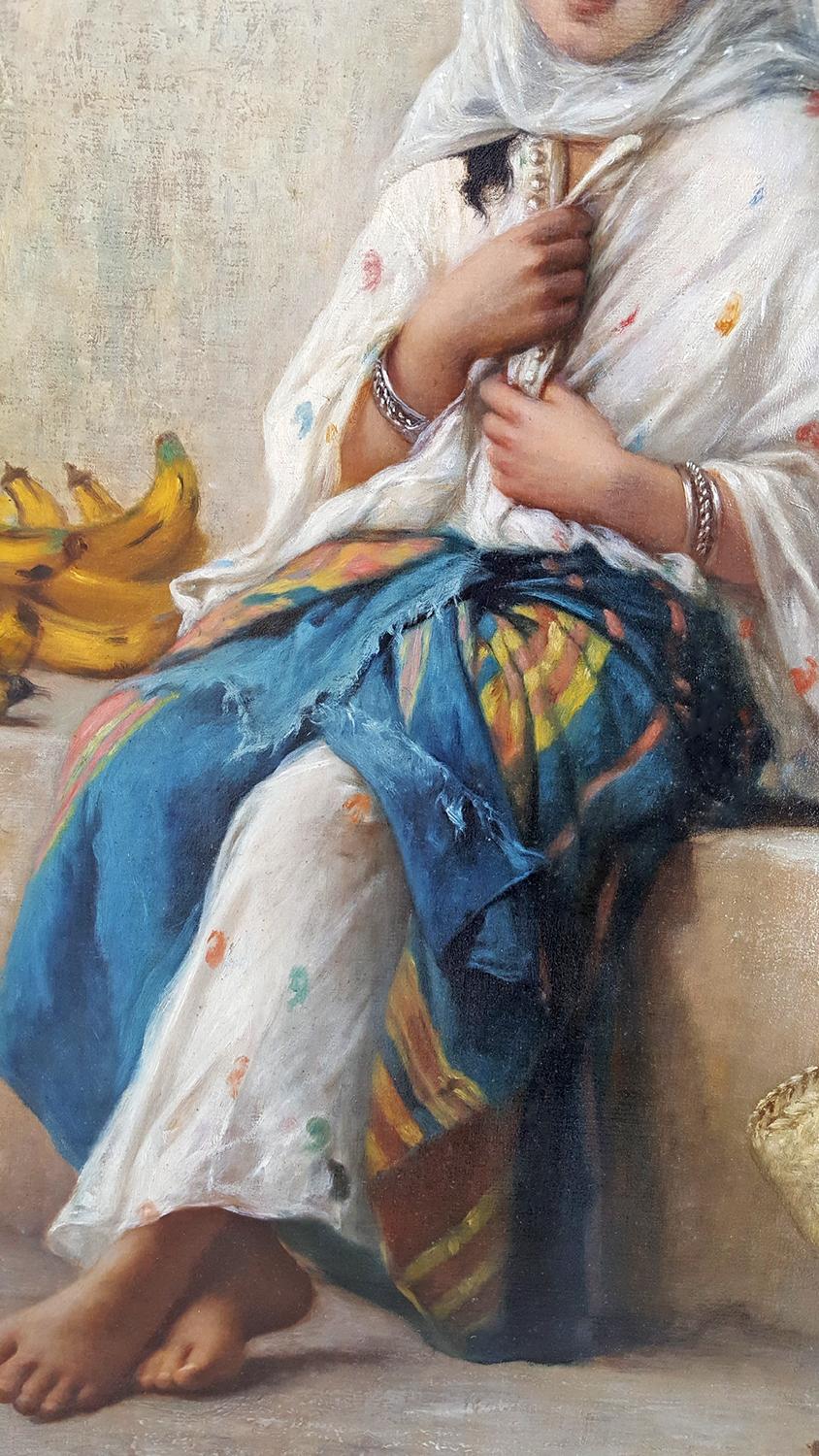 Beautiful Orientalist  painting  - The Framed size: 47 inches x 34.5 inches.   Magnificent ornate Frame
The work looks much better in person as if it came out of the Musée d'Orsay in Paris

The paint surface looks like the style of William-Adolphe
