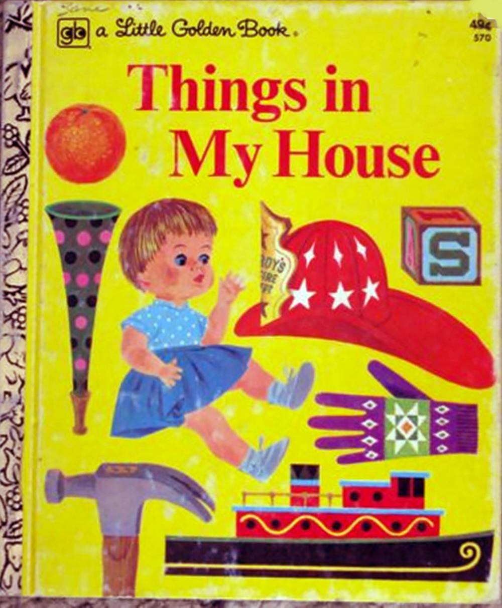 Petit livre doré « Things in My House », livre pour enfants  Couverture - Illustration d'art  - Painting de Joe Kaufman