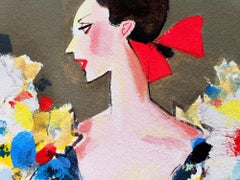 Fashion Illustration of Elegant woman in Bob Mackie dress perhaps for Cher