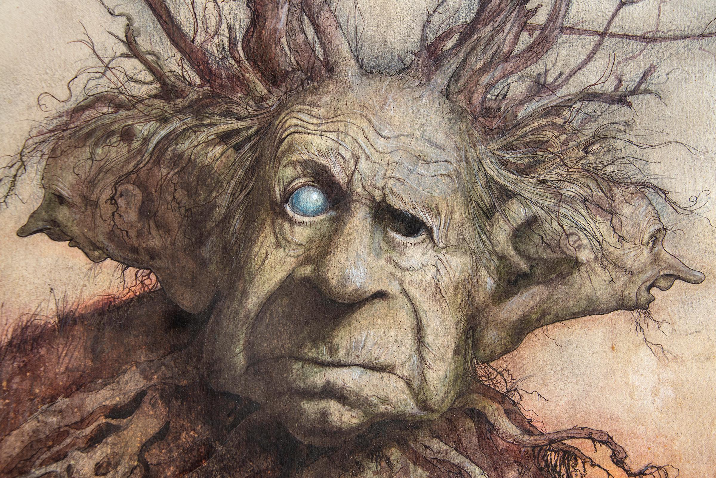 Three Headed Man Fantasy illustration - Sioux  Legend reference - Art by Brian Froud