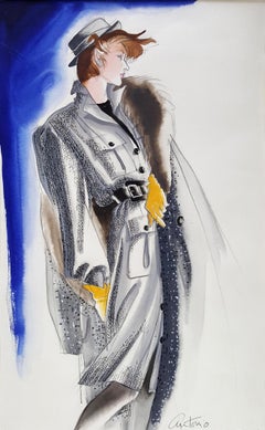 Vintage Vogue Magazine, Elegant Fashion Illustration for Adel Simpson 