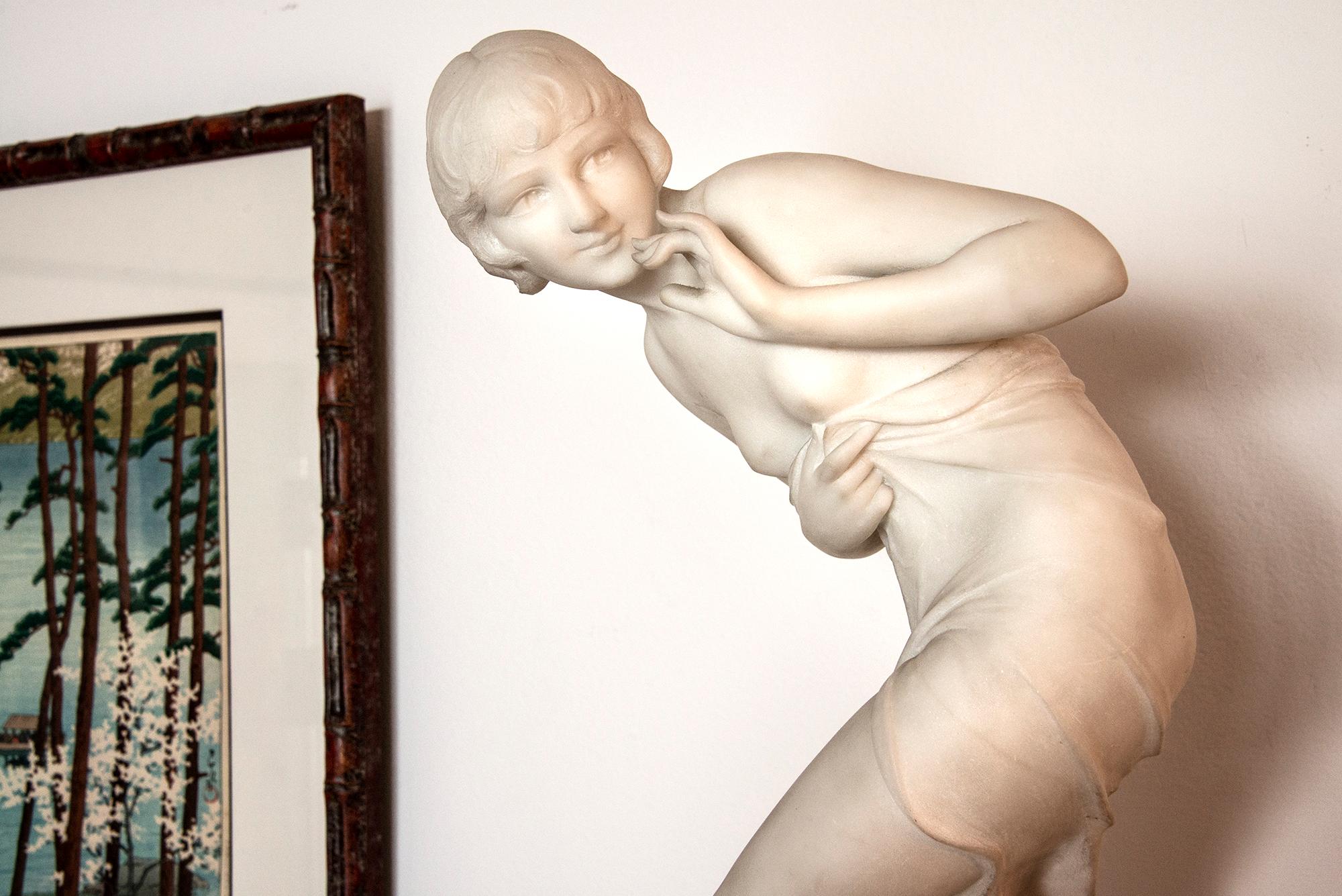 Art Deco FemaleNude - Gray Nude Sculpture by C. Viviani