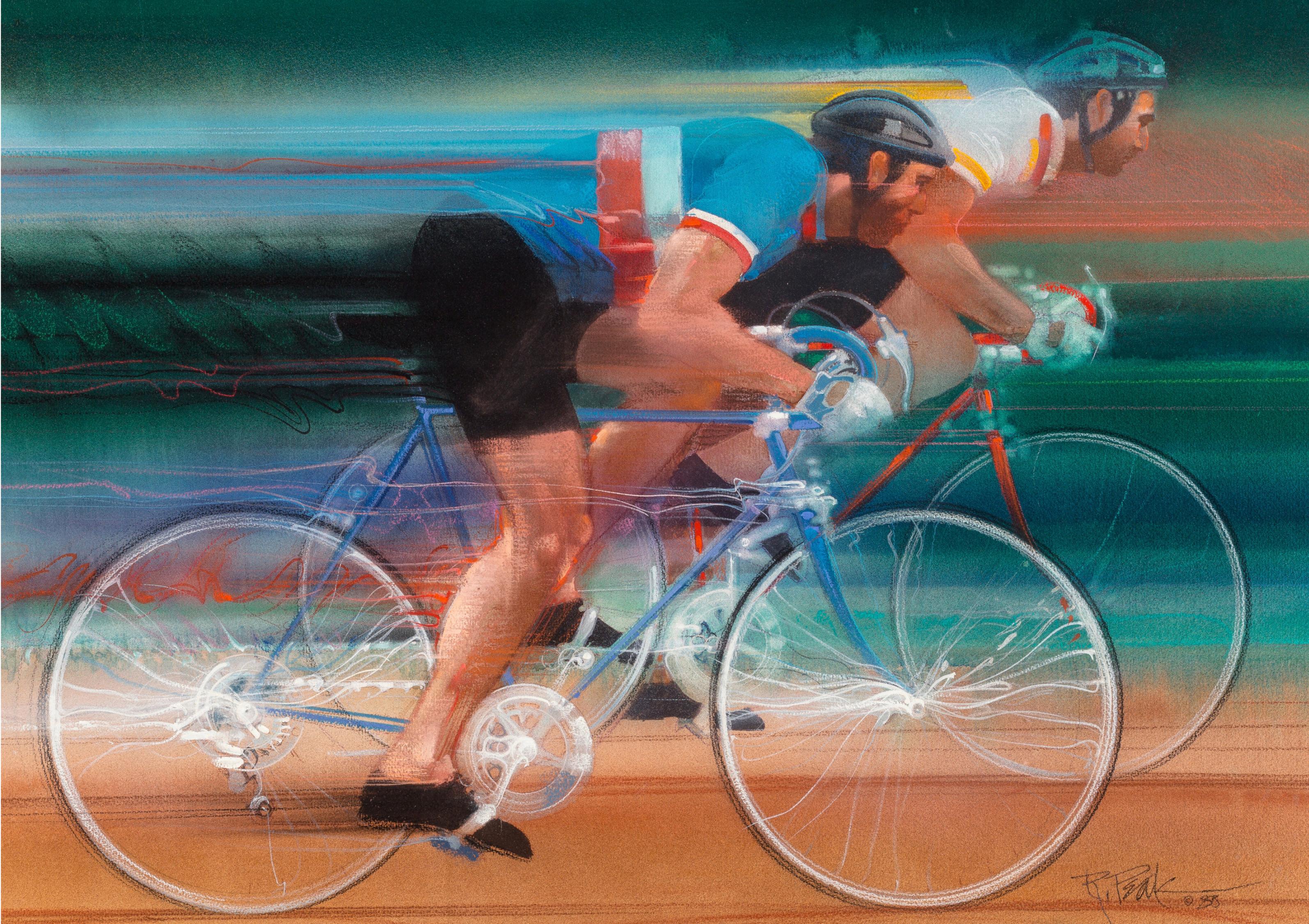 Cycling. Two men  Sports Racing on Bicycles  