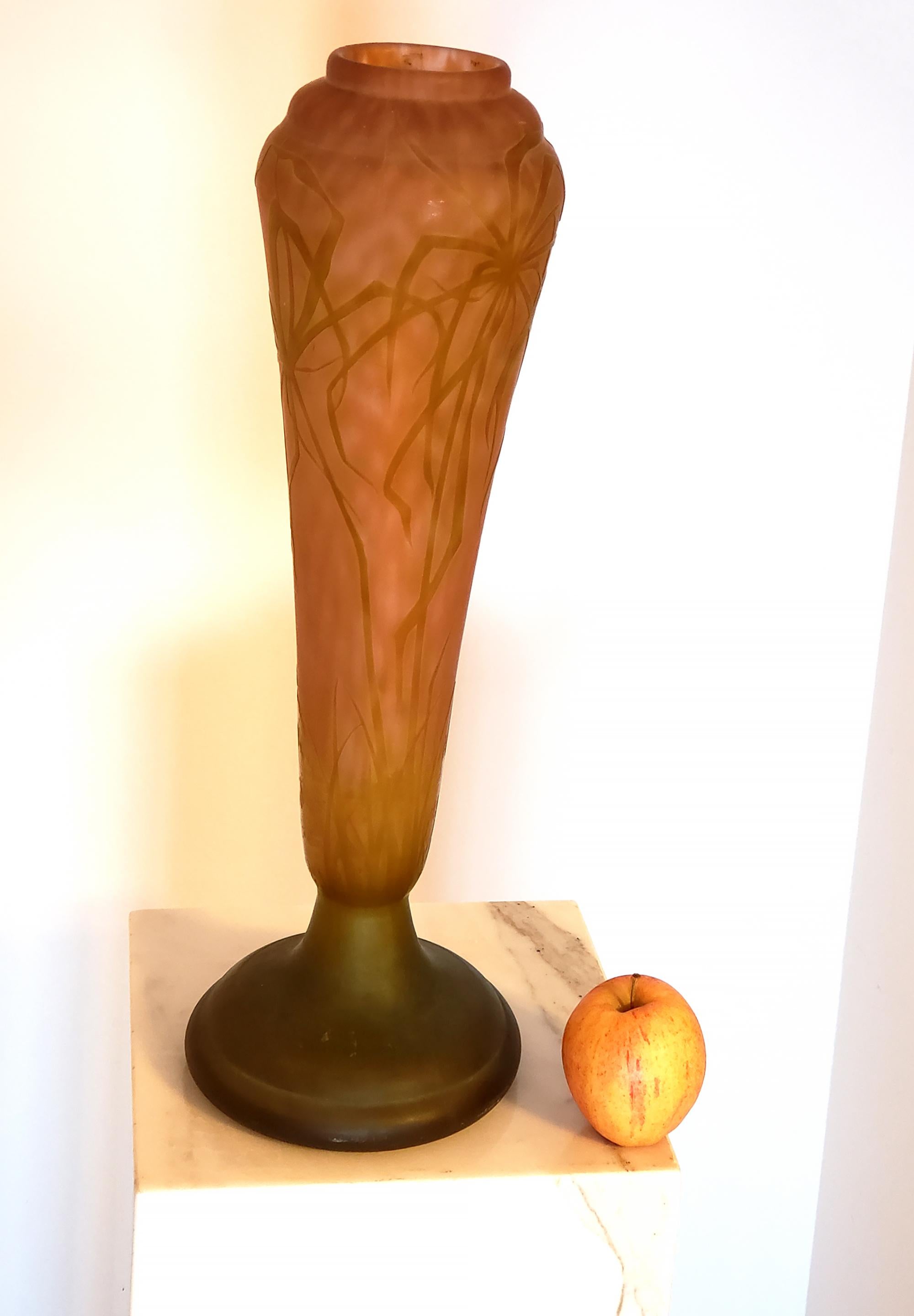Daum Nancy Vase Art Nouveau Cameo French Art Glass 20.5 inches 3