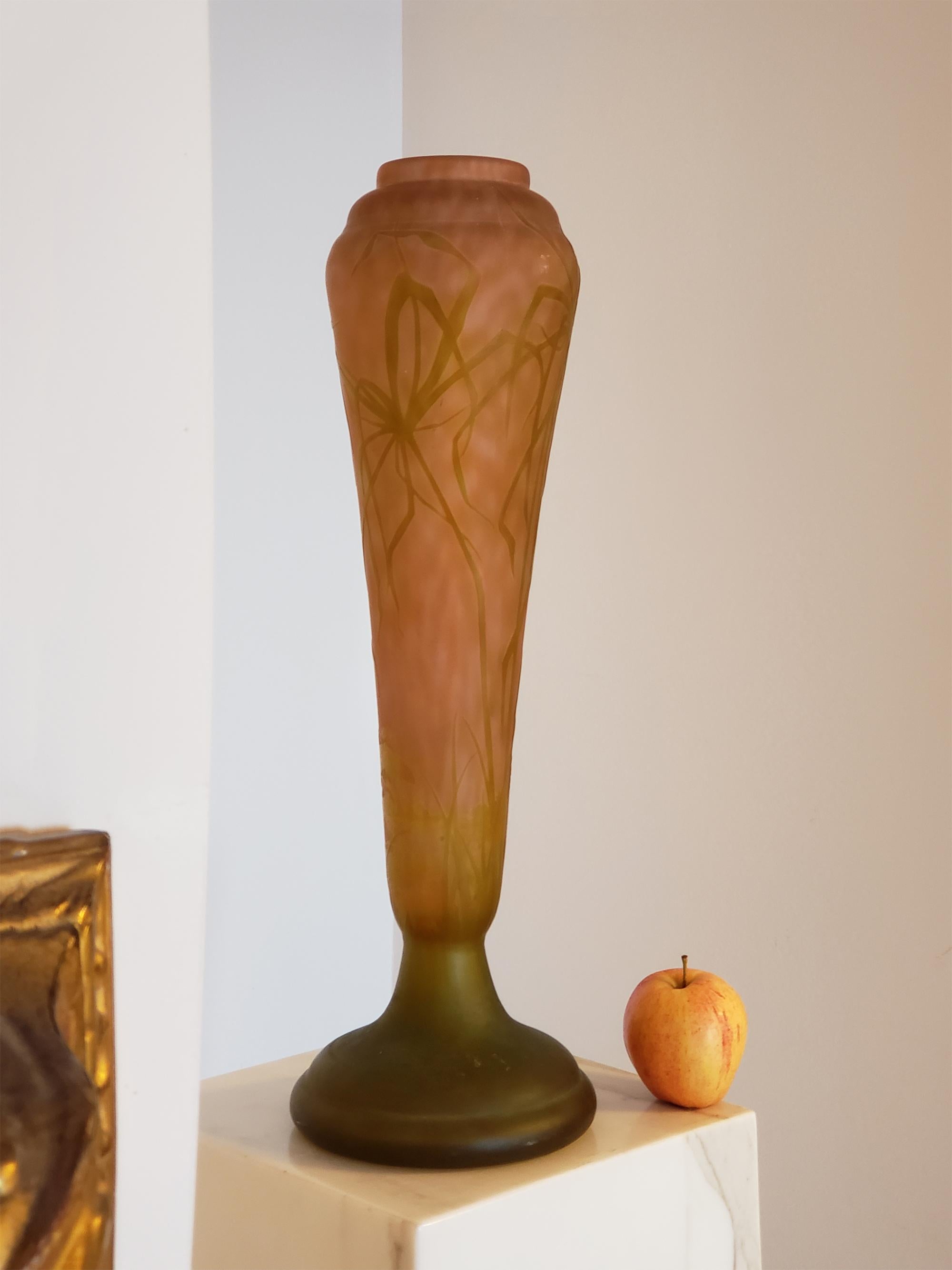 Daum Nancy Vase Art Nouveau Cameo French Art Glass 20.5 inches 6