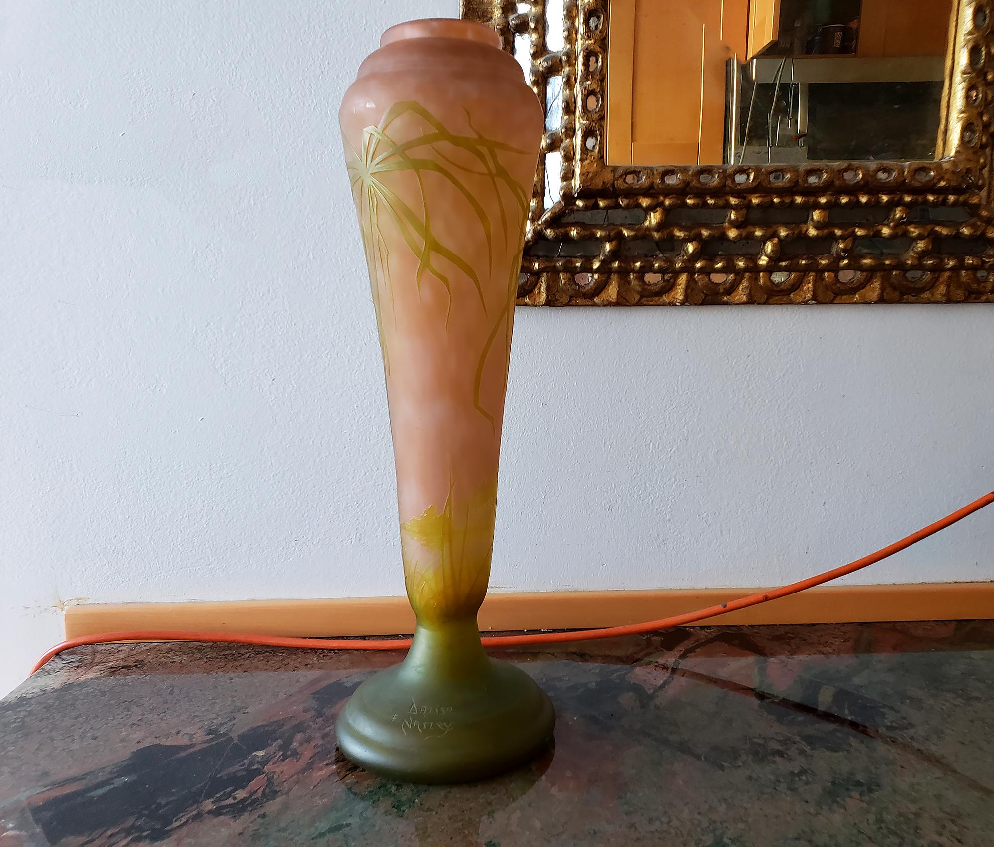Daum Nancy Vase Art Nouveau Cameo French Art Glass 20.5 inches 8