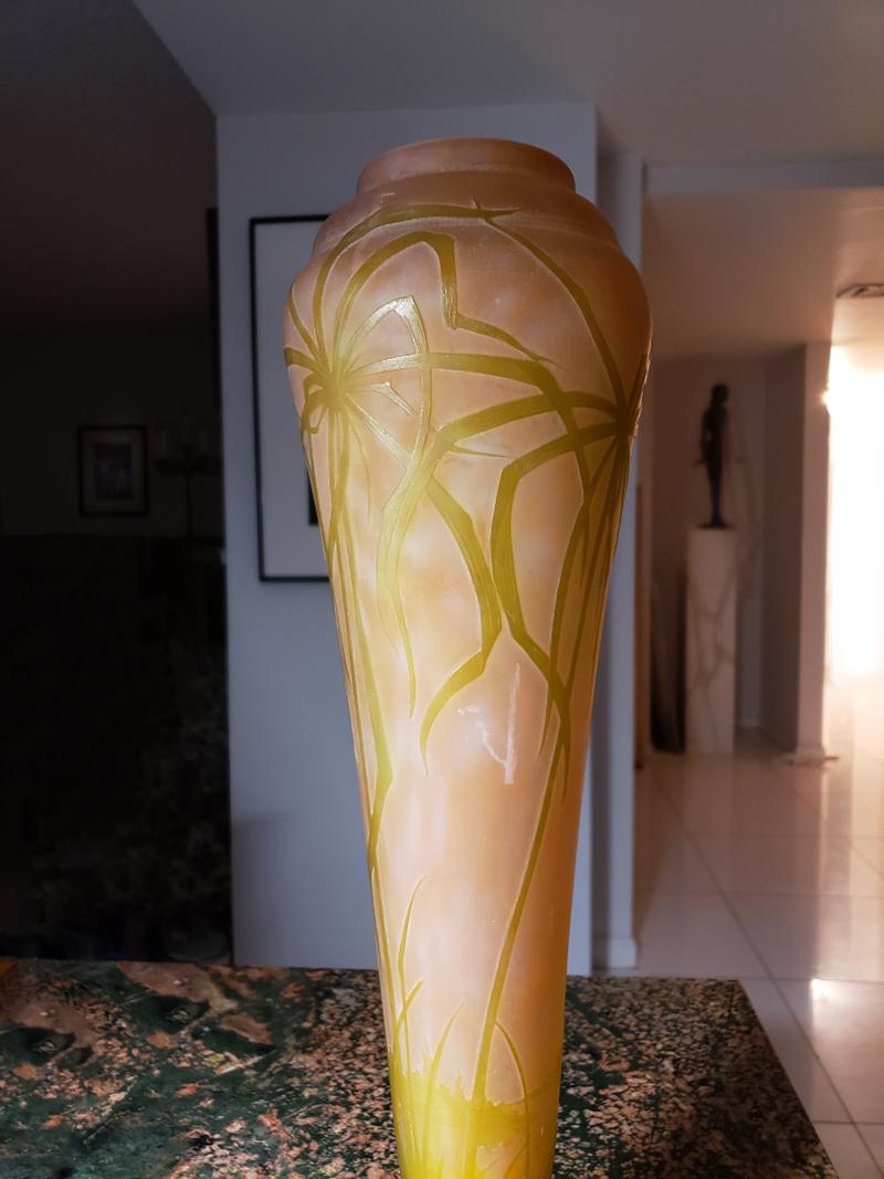 Daum Nancy Vase Art Nouveau Cameo French Art Glass 20.5 inches 13