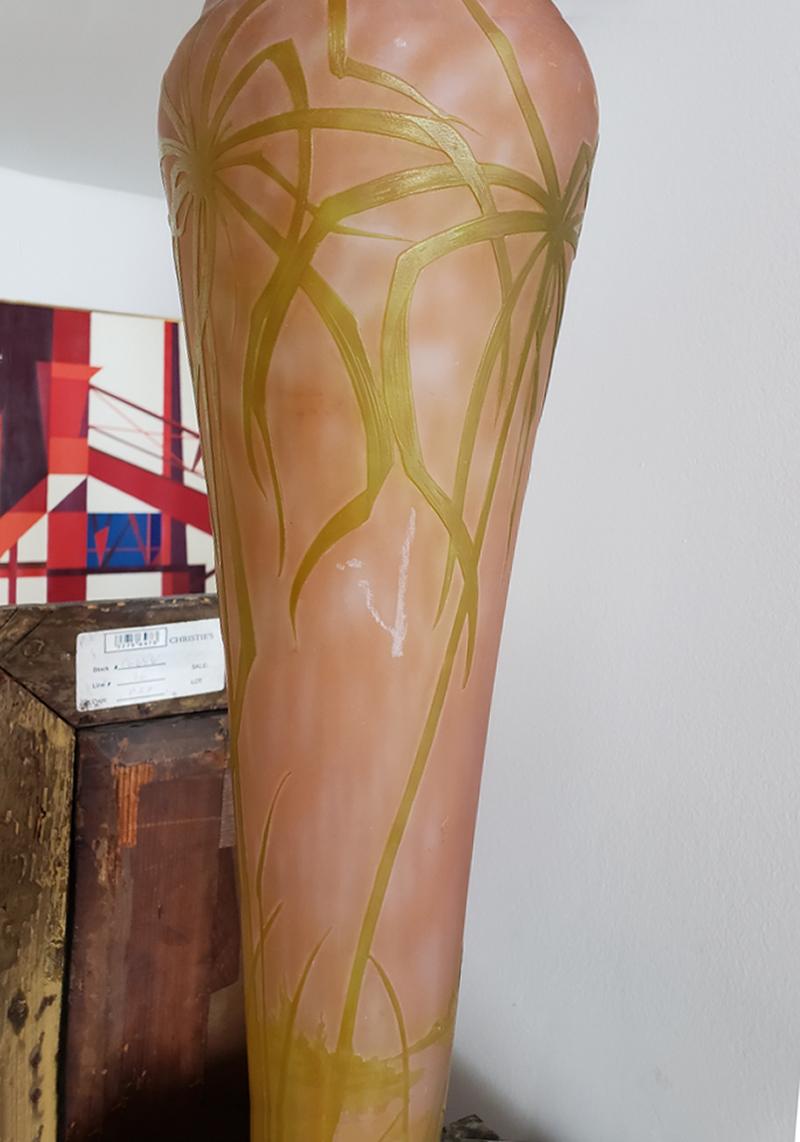 Daum Nancy Vase Art Nouveau Cameo French Art Glass 20.5 inches 14