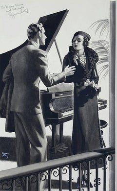 Vintage Art Deco Coulple Magazine Story Illustration, RedBook  The Saturday Evening Post