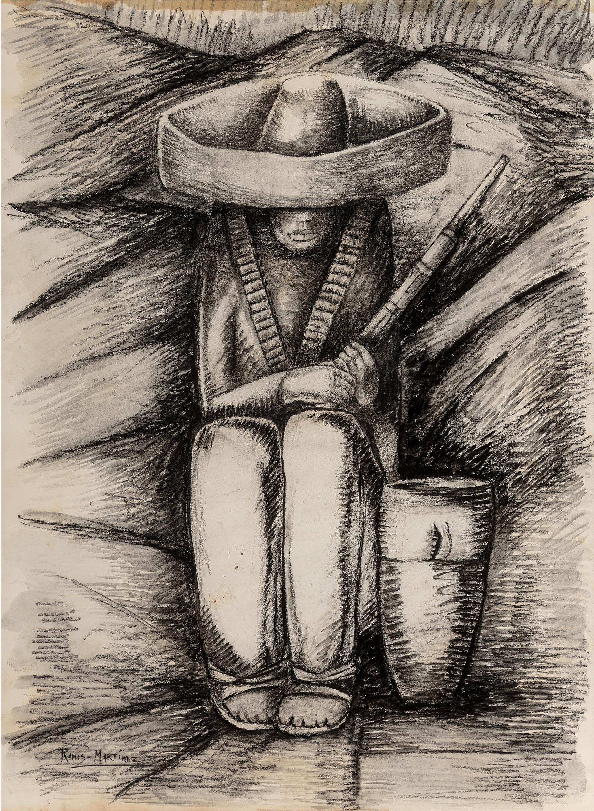 Alfredo Ramos Martinez Abstract Drawing - Zapatista Asentado