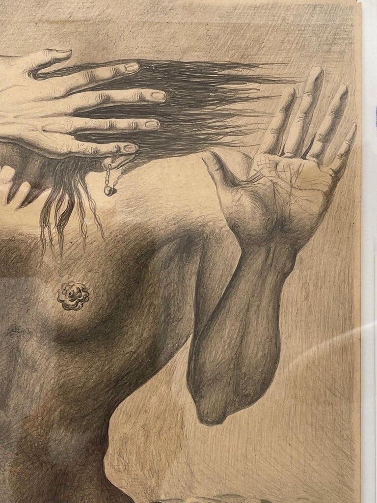 Surrealist Nude Female Figure like Salvador Dali - Brown Figurative Art by Federico Castellon
